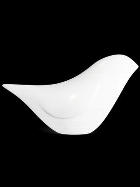 White Ceramic Bird Figurine 13” Modern Minimalist Scandinavian Decor